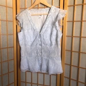 Ann Taylor Loft flutter sleeve top, light blue S